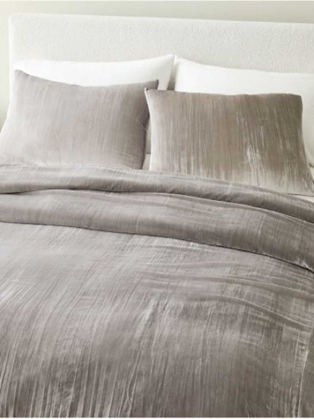 West Elm Velvet Crinkle Duvet - Queen with 2 standard size pillowcases - Gray